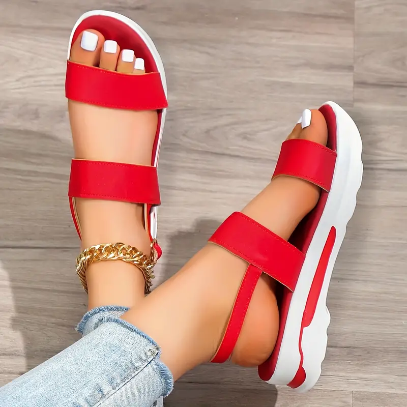 women s solid color platform sandals summer ankle strap 6