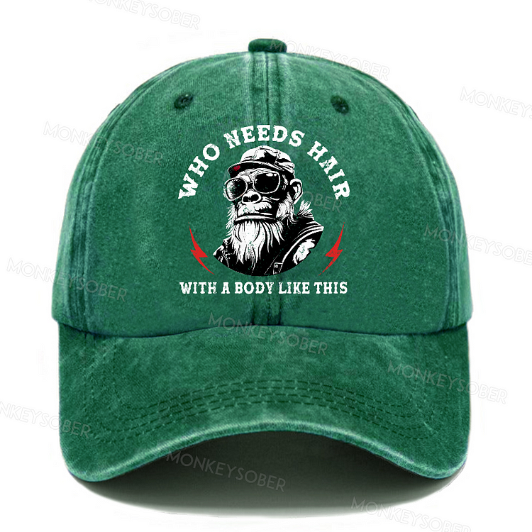 Who Needs Hair With A Body Like This?  Washed Baseball Caps