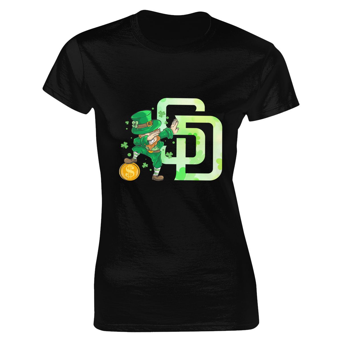 San Diego Padres St Patrick's Day Dabbing Leprechaun Women's Soft Cotton T-Shirt