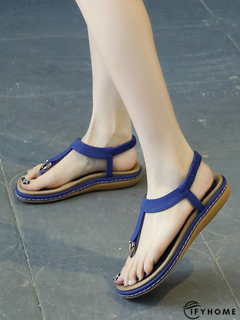 Women's Beach Metal Buckle Trim Flip-On Sandals | IFYHOME