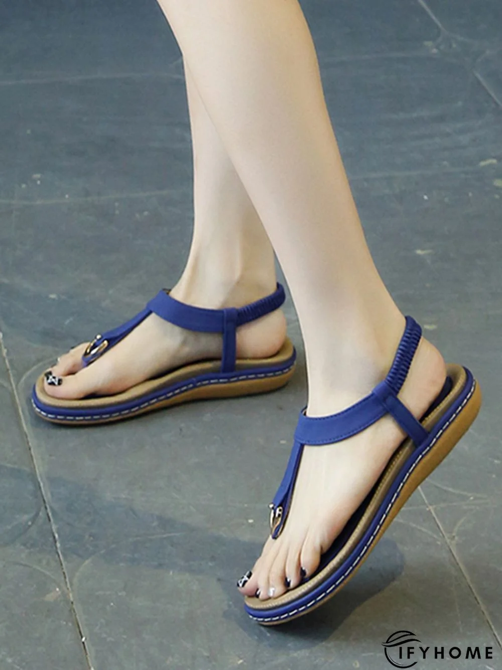 Women's Beach Metal Buckle Trim Flip-On Sandals | IFYHOME