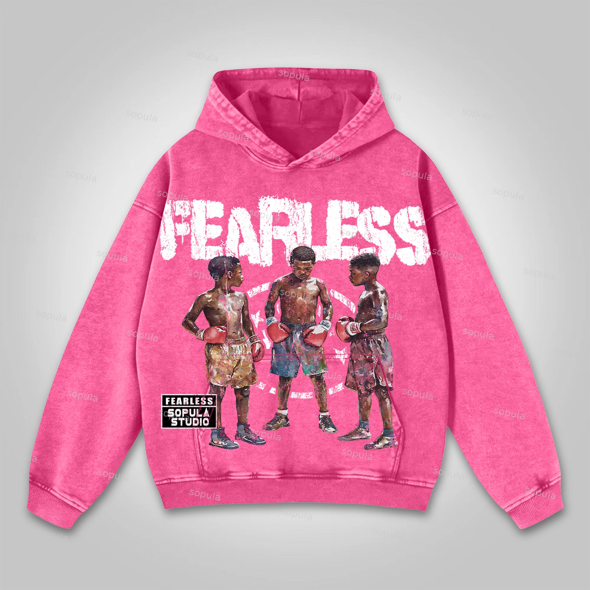 Sopula Studio Boxer Fearless Graphic Print Washed Hoodie