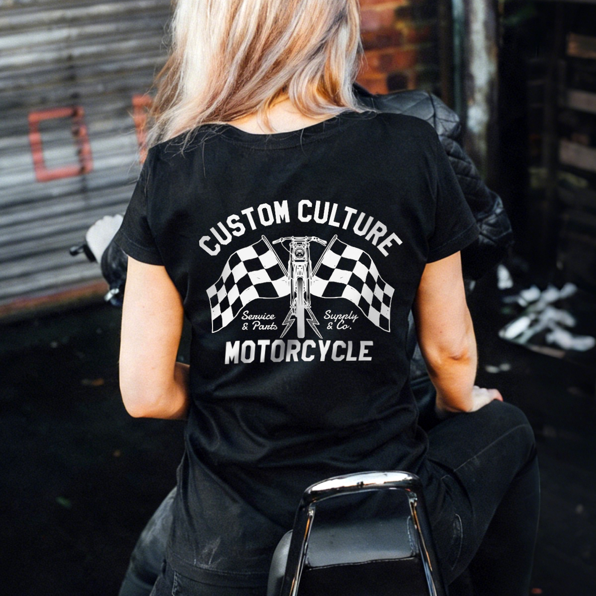 Luminous Racing Flag Graphic Cotton T-Shirt