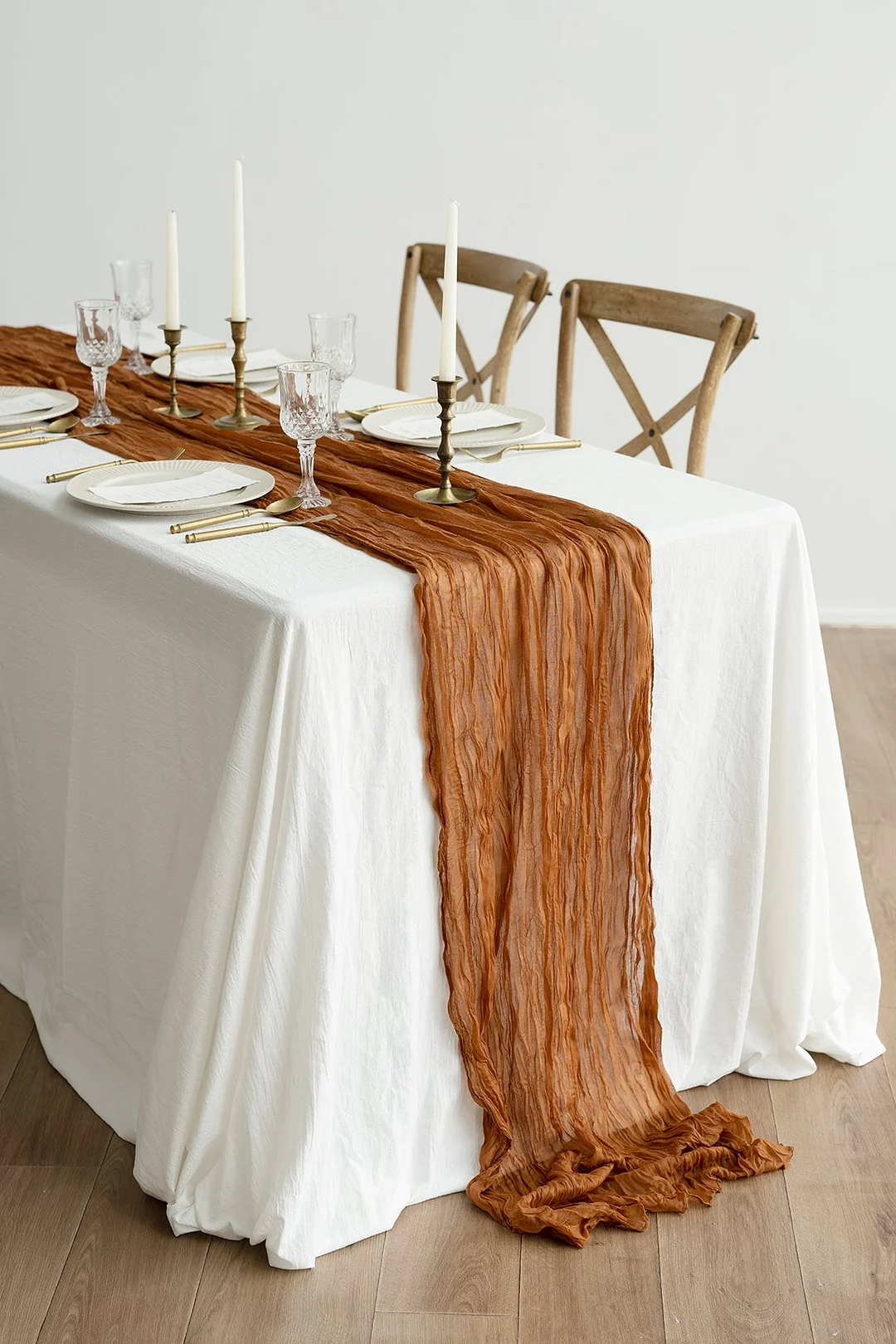 Rustic Gauze Cheesecloth Table Runner 35" w x 10ft/14ft - 15 colors