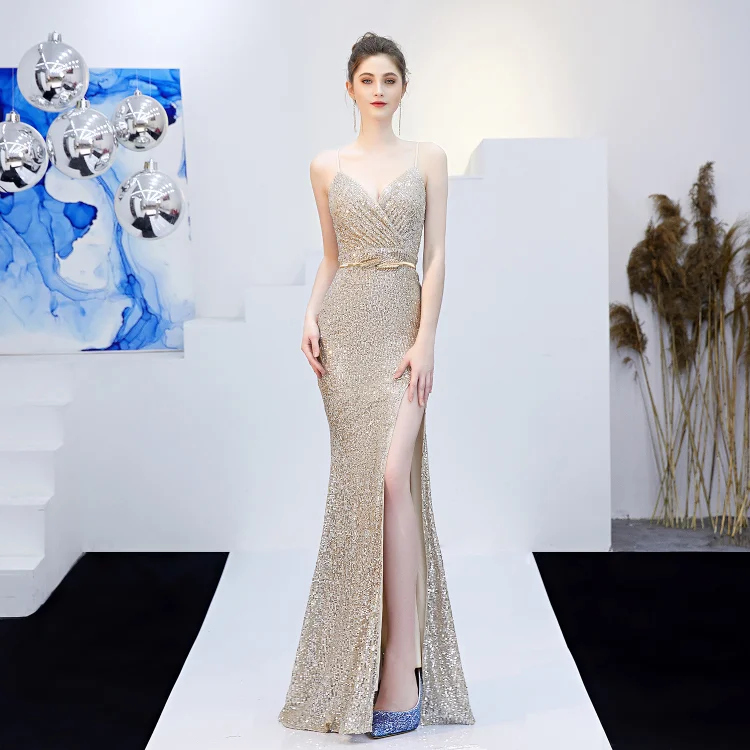 Dreamy Sexy Long Thin Section Toast Show Fishtail Long Dress Evening Dress
