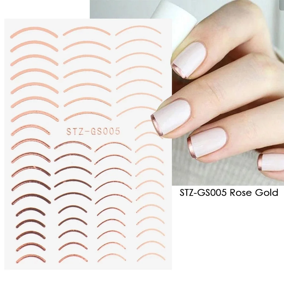 Nail Stickers Back Glue Imitation Metal Fitting Lines Designs Nail Decal Decoration Tips For Beauty Salons-Nail Inspo