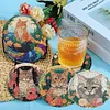 Un ensemble (8pcs) chat en bois - 5d bricolage artisanat sous-verres