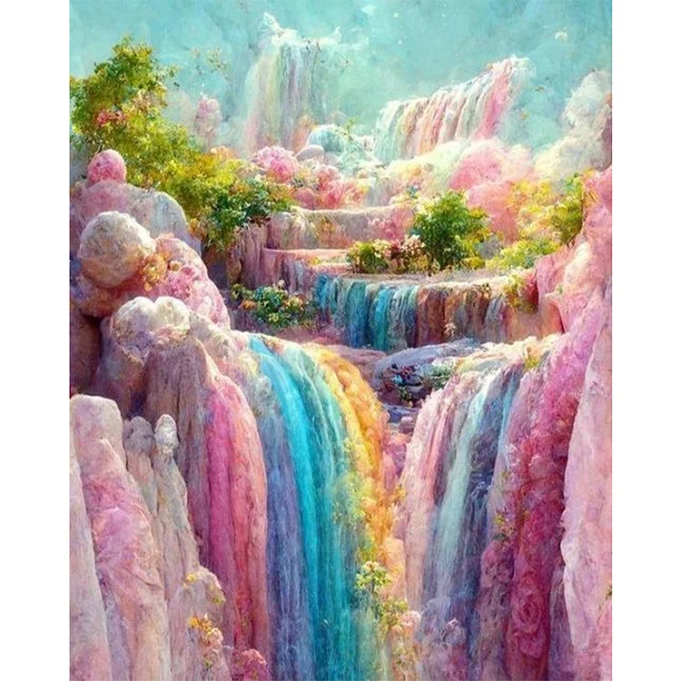 Fantasy Colorful Waterfall 11CT Stamped Cross Stitch 50*60CM