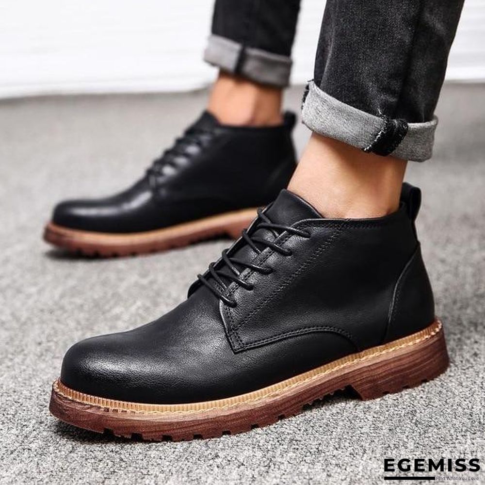 Leather Hight Top Warm Snow Boots Oxfords Plush Ankle Work Fur Men Boots | EGEMISS