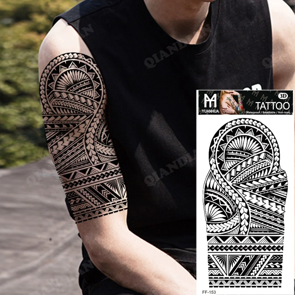 Sdrawing Waterproof Temporary Tattoo Sticker Wolf Lion King Sun Forest Tiger Mechanical Wild Boat Men Body Art Arm Fake Tatoo Women