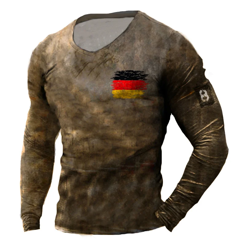 Men's Outdoor Tactical German Flag Printed Long Sleeve T-Shirt / [viawink] /