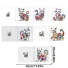 6pcs Diamond Painting White Cat Greeting Card Kits with Envelopes for Family Friend Gifts