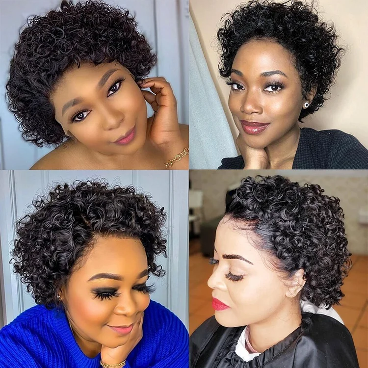 Angle Bob Pixie Cut Virgin Human Hair Lace Wig