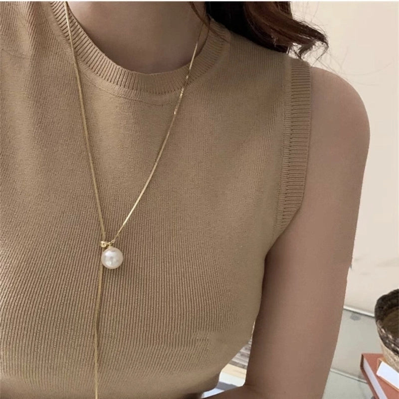 Minimalist Round Copper Plating Gold Plated Pendant Necklace