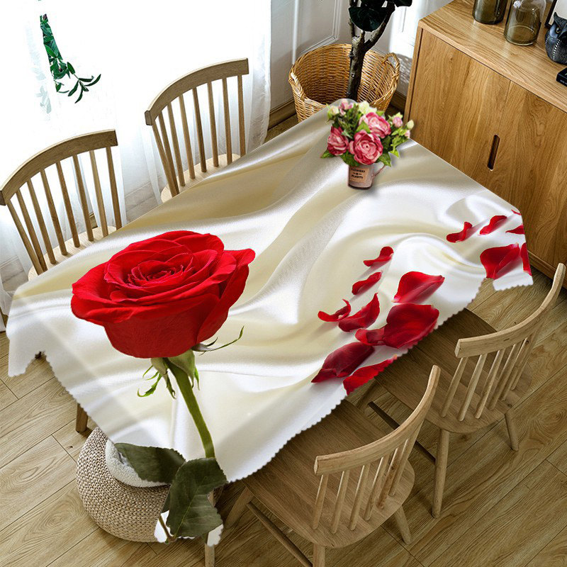 

Blooming Pink Rose - 3D Tablecloth, 140*180cm, 501 Original