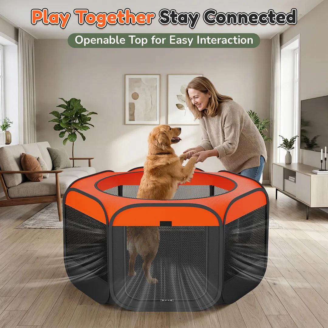 Dog Playpen, Hexagonal Foldable Pet Enclosure for Indoor and Outdoor Use