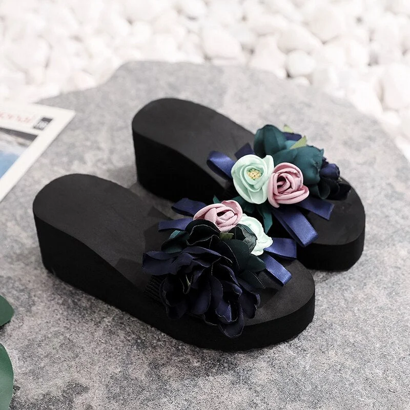 2021  Women Bow Summer Sandals Slipper Indoor Outdoor Flip-flops Beach Shoes New Fashion Female Casual flower Slipper gift