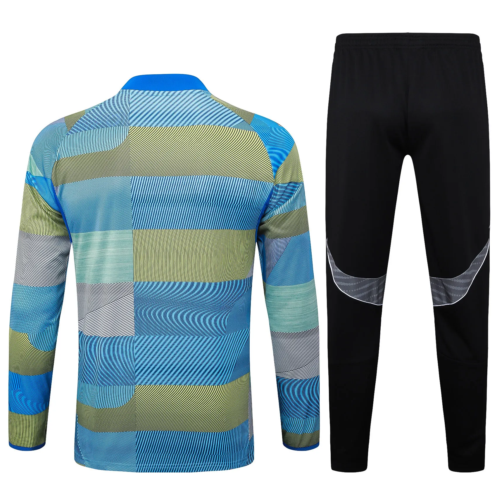 2025/2026 Real Madrid Blue-green striped inkjet Half-Pull Training Suit Football Shirt 1:1 Thai Quality Set