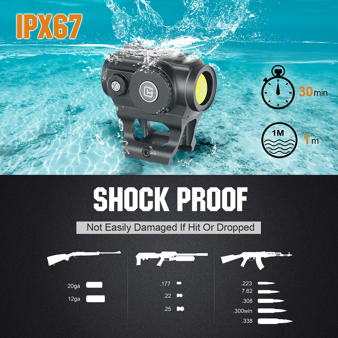 ohhunt® Red Dot Sight 1x21mm IPX7 Waterproof 3 MOA Dot Size Anodized Surface Red Dot Sights With Auto On Off Sensed