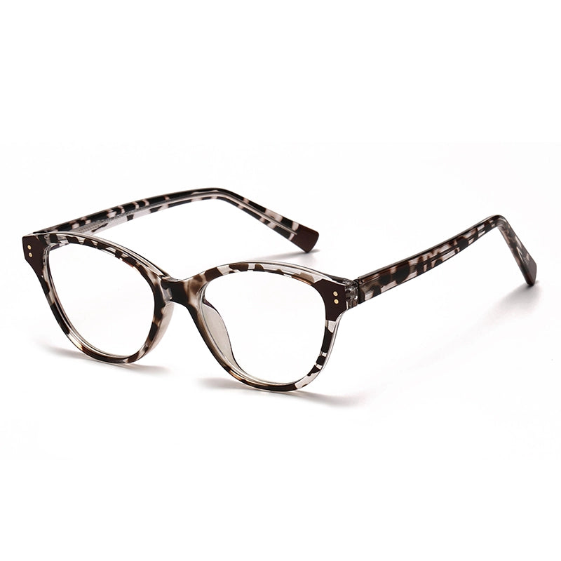 Pastoral Geometric Leopard Pc Oval Frame Inlaid Acrylic Full Frame Optical Glasses