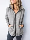 Women's Cotton-Blend Hoodie Long Sleeve Sport Coat