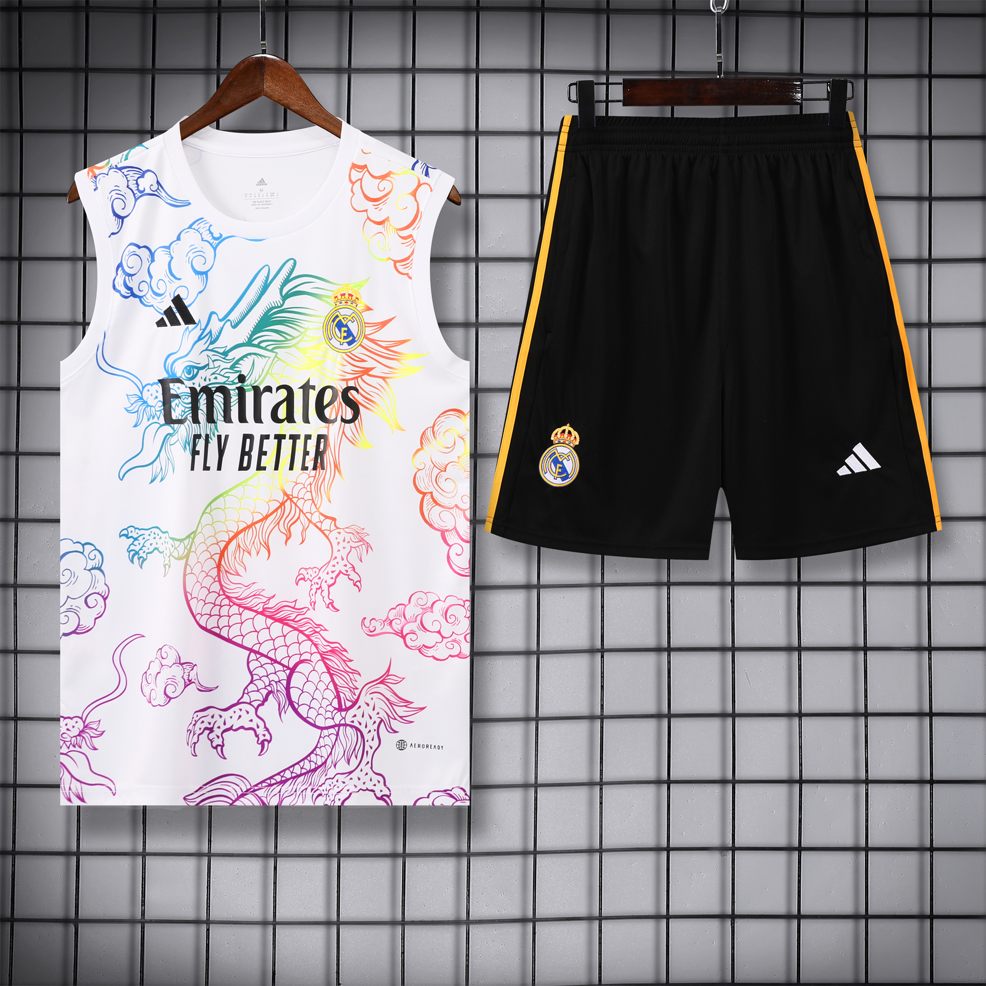 Real Madrid 24-25 Vest Training Set - White Dragon