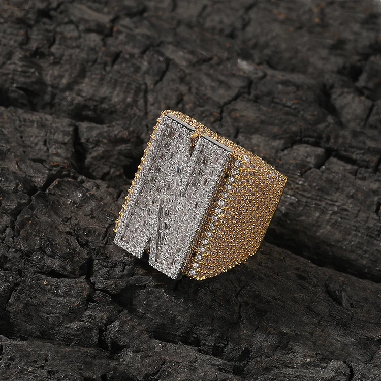 Iced Out Hip Hop Bling Bling Custom DIY Letter Text Or Number Rings For Men
