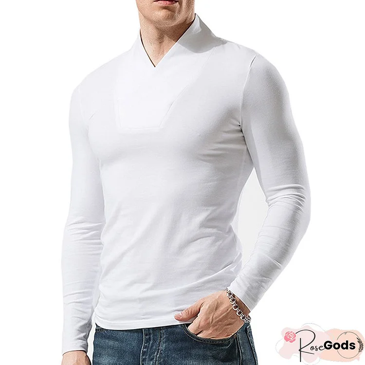 Men's Long Sleeve Turtleneck T Shirt Men's Bottoming Shirt Men's T Shirt