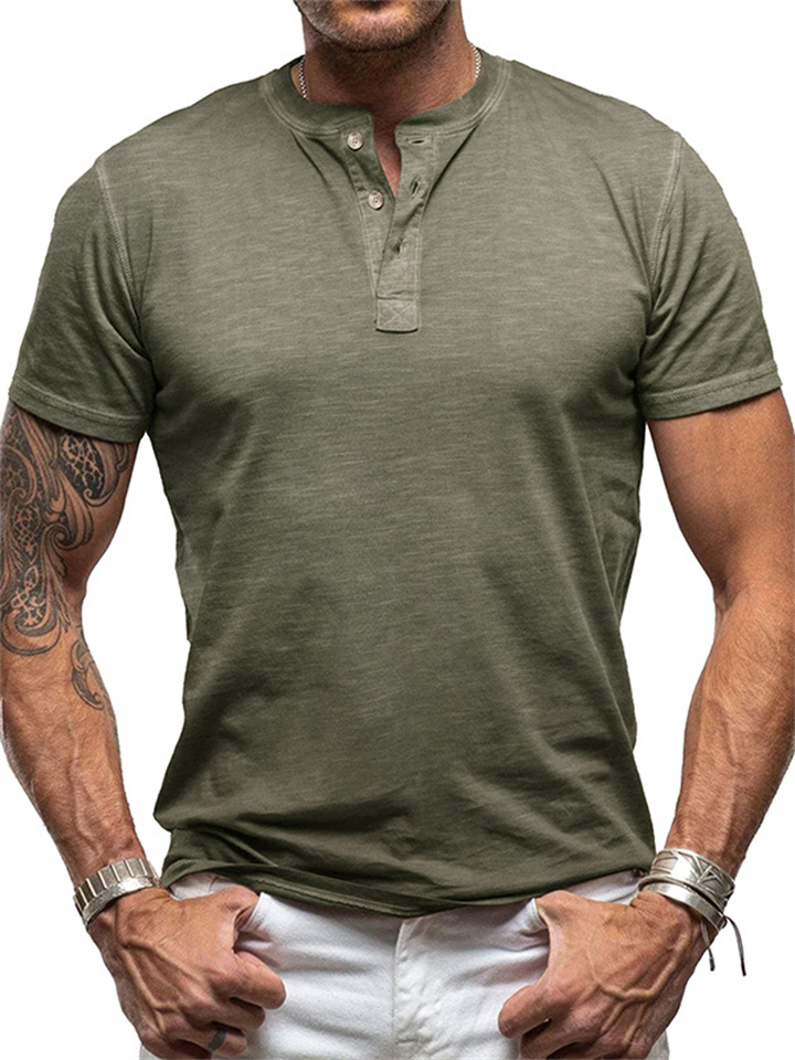 Summer New Men's Solid Color Round Neck Short-sleeved T-shirt Slim Type American T-shirt