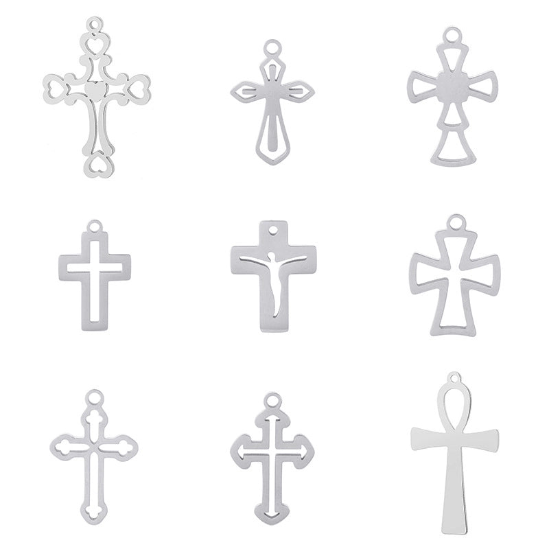 1 Piece Stainless Steel 18K Gold Plated Cross