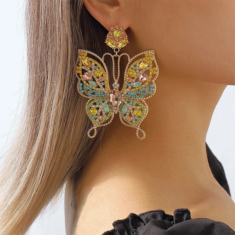 Butterfly Shaped Luxe Rhinestone Earrings