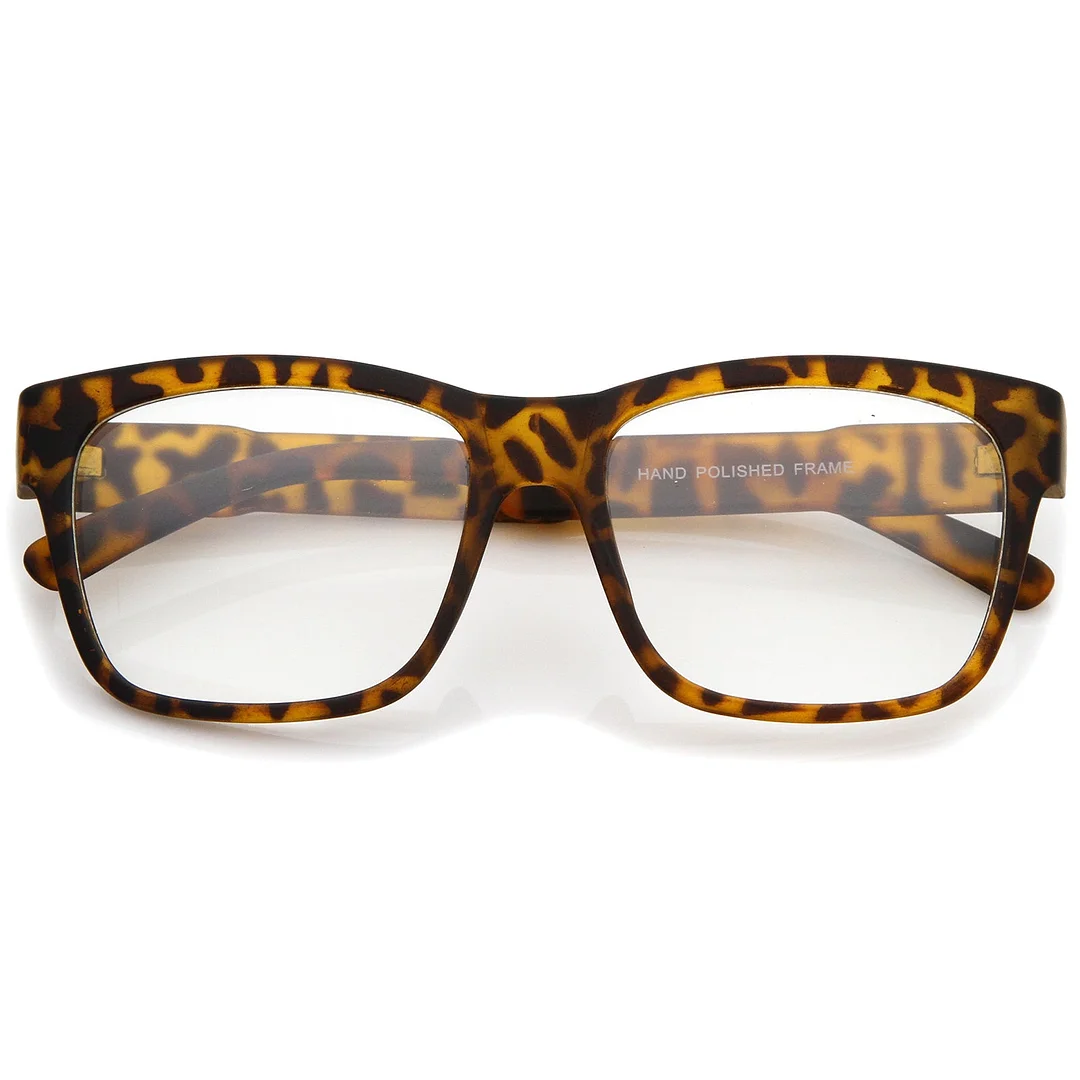 Casual Bold Square Clear Lens Horn Rimmed Eyeglasses 53mm