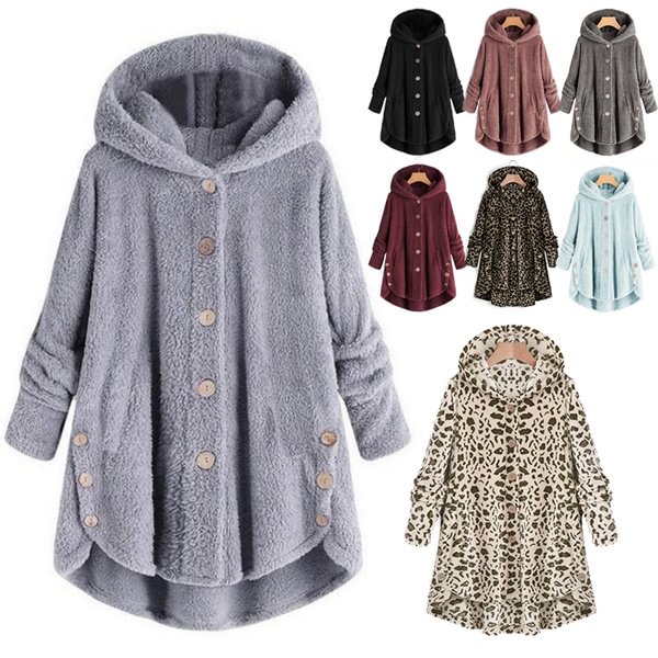Womens Winter Hooded Coats Casual Loose Long Sweater Cardigans Plus Size S-5XL - Shop Trendy Women's Fashion | TeeYours