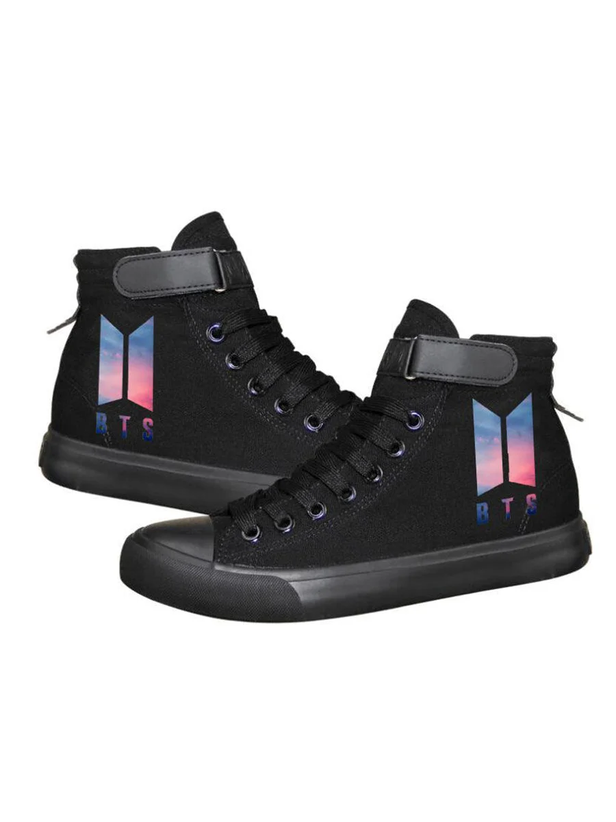 Couple BTS Shoes Kpop Lace-Up High-Top Canvas Shoes