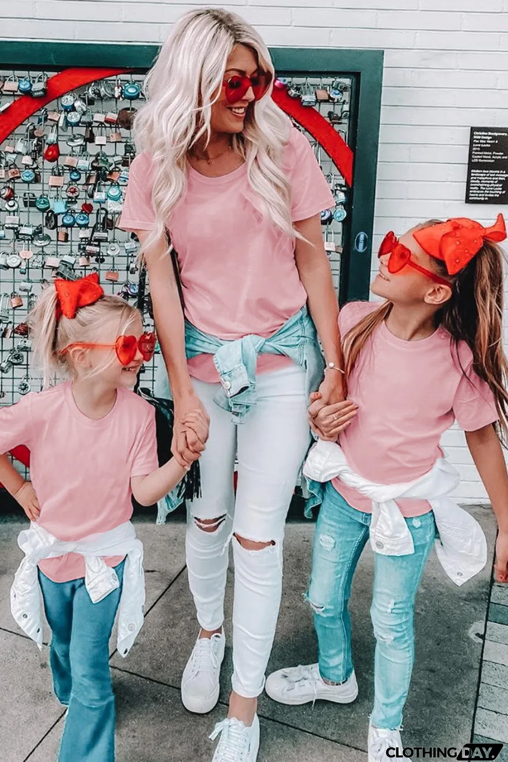 Pink Plain Crew Neck Short Sleeve Tee