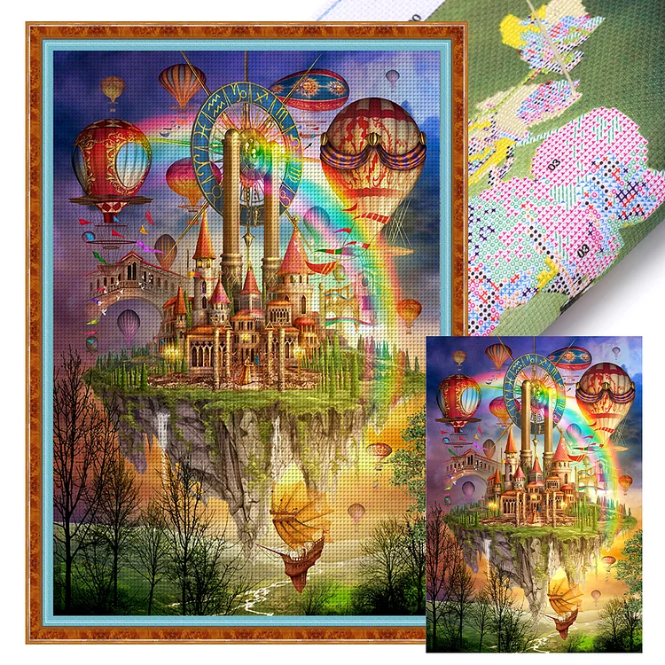 Disney Rainbow Castle (50*70cm) 18CT Stamped Cross Stitch gbfke