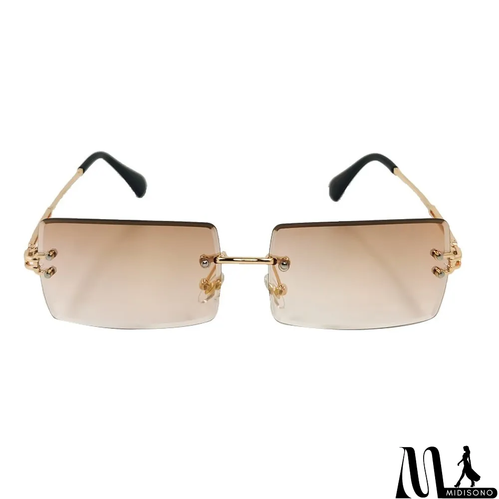 MidiSono - Women Rimless Metal Square Sunglasses