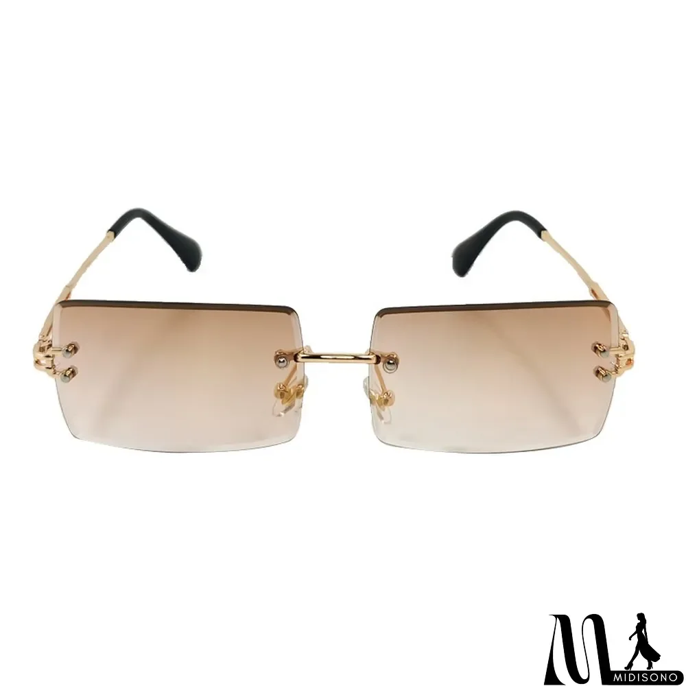 MidiSono - Women Rimless Metal Square Sunglasses