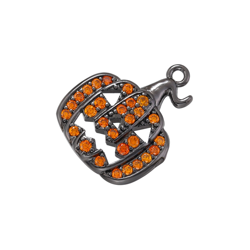 Hip-hop Cool Style Pumpkin Copper Plating Inlay Zircon 18k Gold Plated Halloween Charms