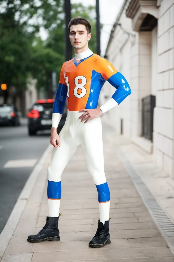 Men Latex Catsuits Outfielder Baseball Player Number 18