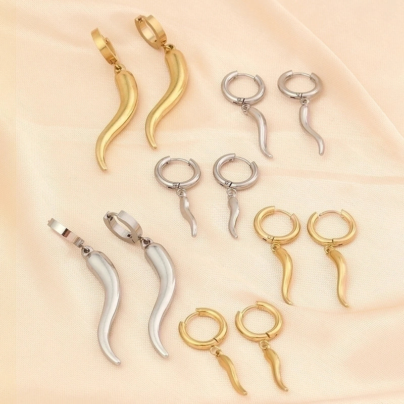 Stainless Steel 18K Gold Plated Minimalist Plating Chili Drop Earrings