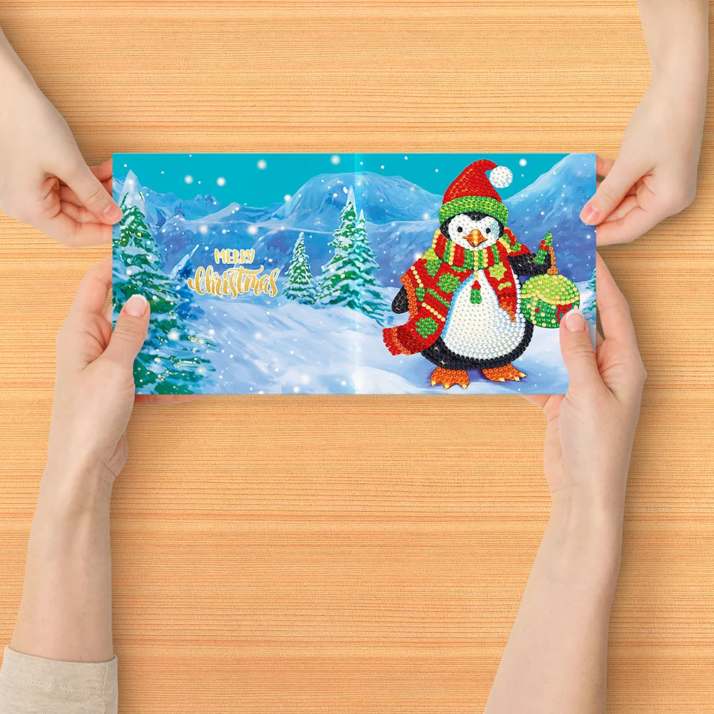 12pcs DIY Christmas Diamond Drawing Holiday Card for Craft【With White Envelope】