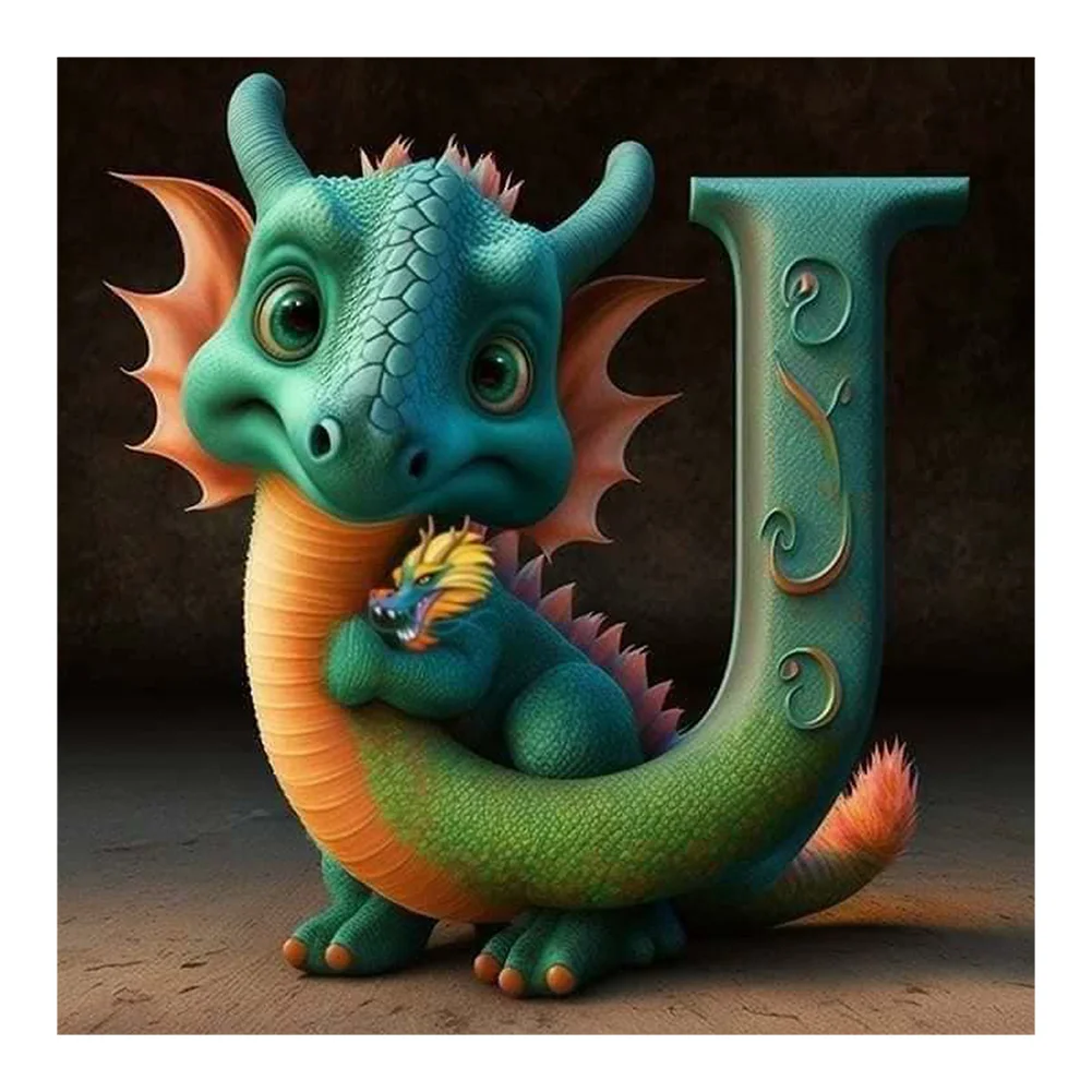 Diamond Painting - Full Round Drill - Dragon Alphabet(Canvas|30*30cm)