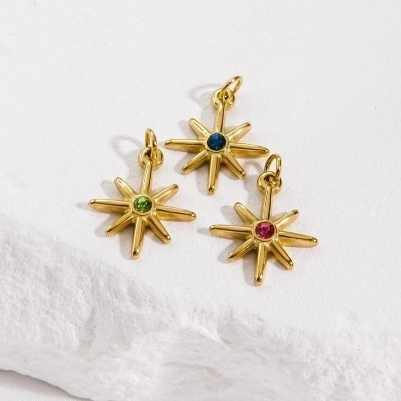 5 Pieces 304 Stainless Steel Rhinestone Rhinestones 14K Gold Plated Solid Color Pendant