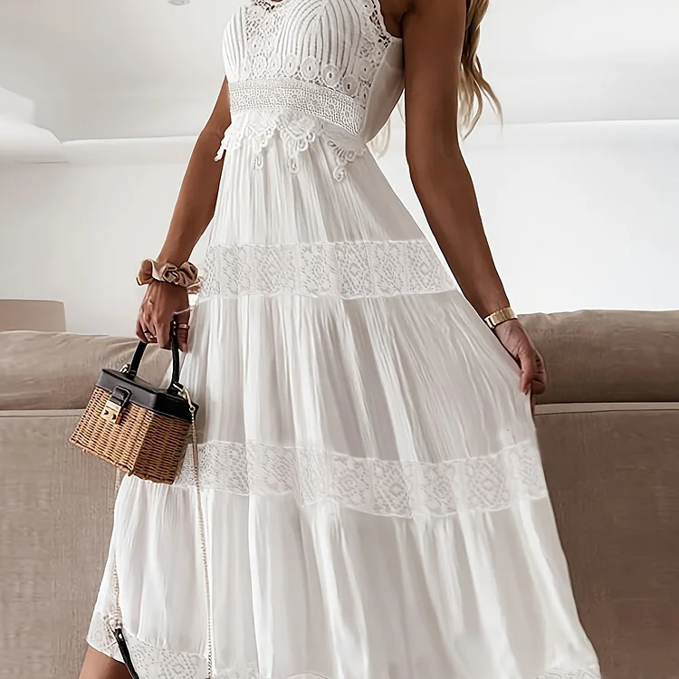 Solid Color Tank Dress, Elegant Sleeveless Dress For Party & Banquet, Women's Clothing