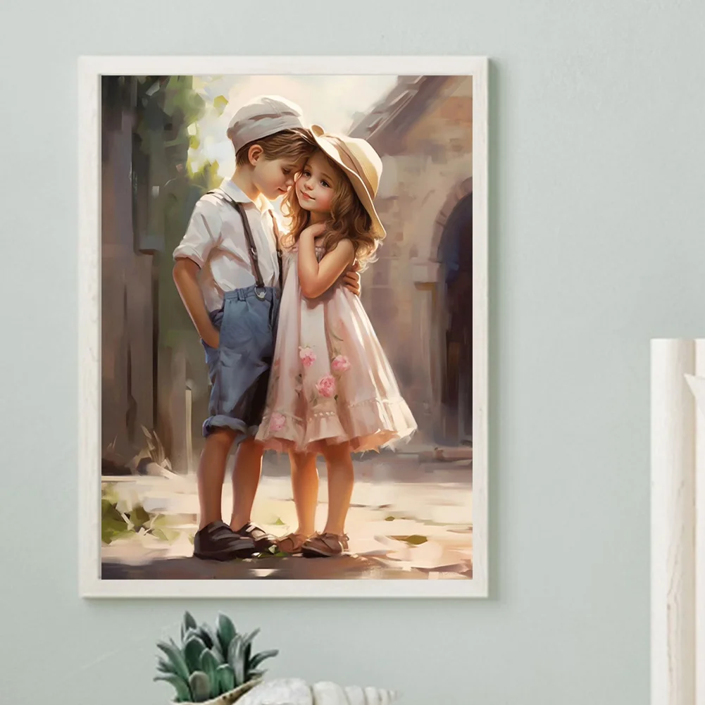 Diamond Painting - Full Round Drill - Kid Sweet Couple(Canvas|30*40cm)