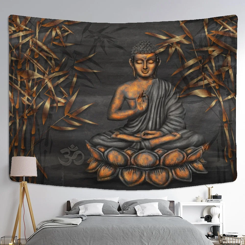 Psychedelic Indian Buddha Tapestry Wall Hanging Bohemian Religious Belief Tarot Card Hippie Mandala Home Decor