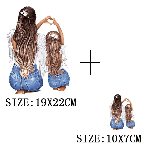 Mom&Baby Heat Sticker On T-shirt DIY Washable Iron On Transfer For Clothing Lovely Design On Clothes Patches Applique Decoration