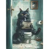 Toilet Cat Reading Newspaper-11CT Stamped Cross Stitch 40*53cm tapestrymarket