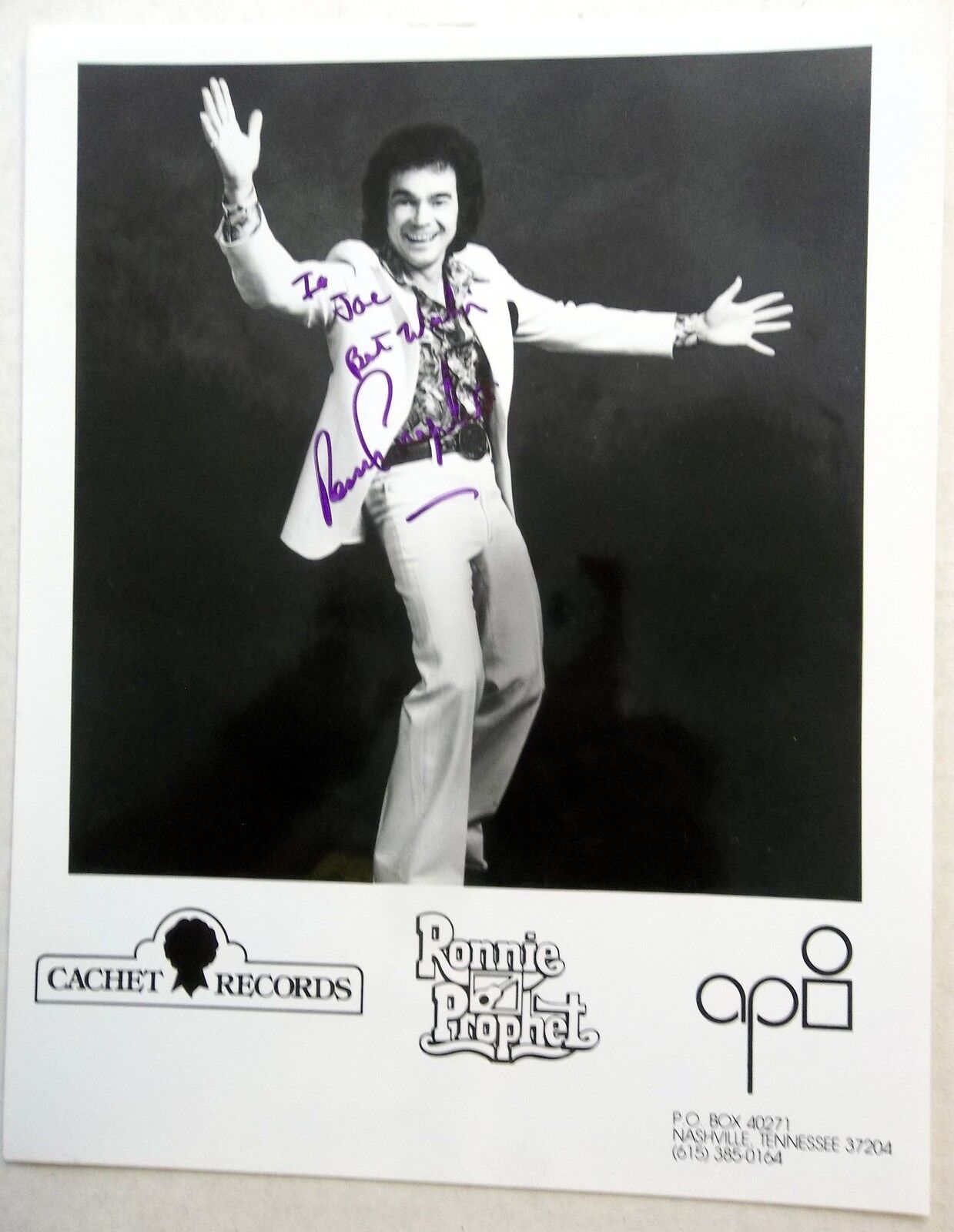 RONNIE PROPHET Autographed B&W promo Photo Poster painting COUNTRY COMEDY artist